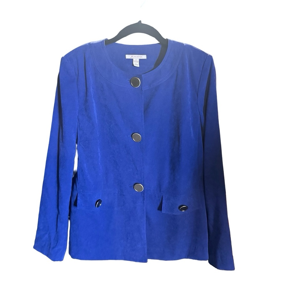 JM Collection Royal Blue Button-Front Blazer